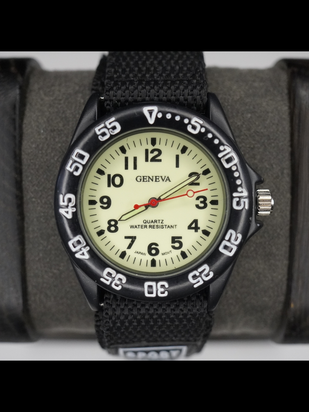 Geneva RW-34 Men's Quartz Sport Watch Luminous Dial Black Nylon Band Japan Movt